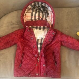 Burberry 2T padded midweight winter puffer burgundy red